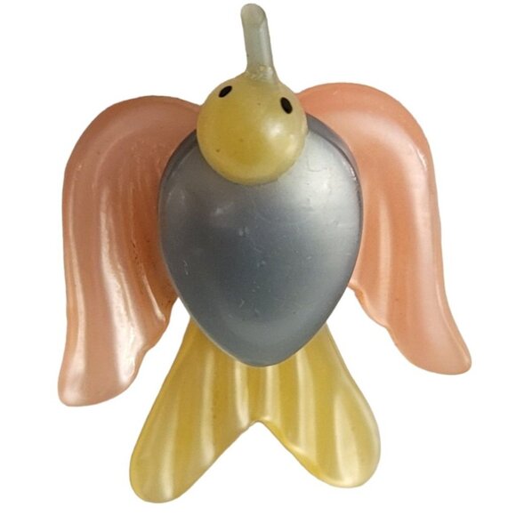 Vintage Pink, Blue, and Yellow C-Clasp Lucite Plastic Bird Pin - Picture 8 of 8
